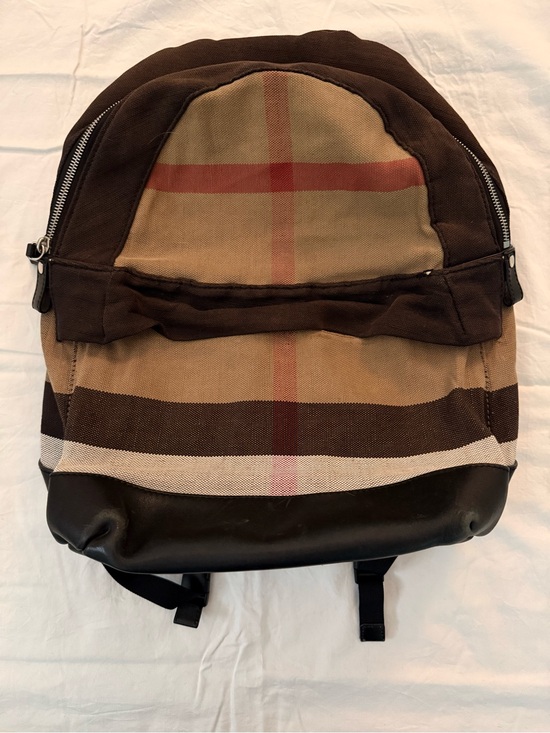 Burberry Handbags - Burberry Brown and Tan Canvas Backpack with Plaid Accentv